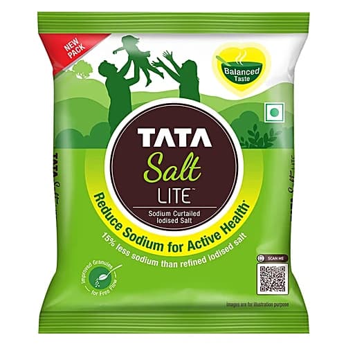 Tata Salt Lite 15 Low Sodium Iodised Salt 1 kg Pouch