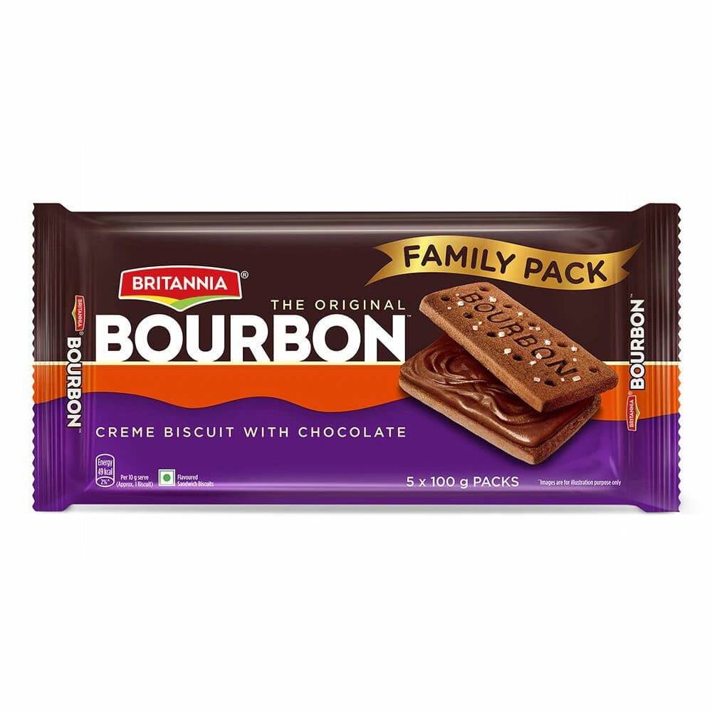Britannia Bourbon Chocolate Cream Biscuit Chocolate 500 g