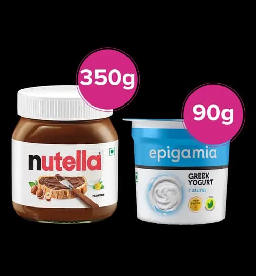 Nutella Hazelnut Spread with Cocoa & Epigamia Yogurt Greek Natural Cup 1 Combo