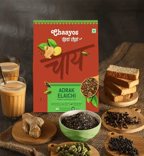 Chaayos Adrak Elaichi Tea - Premium Desi Chai Patti for Authentic Masala Flavour 250 g