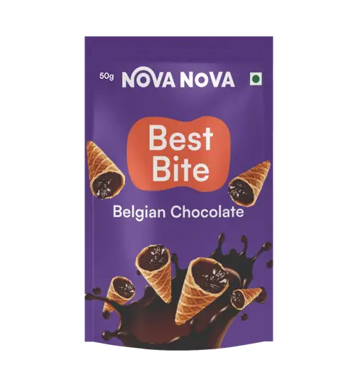 Nova Nova Best Bite | Mini Cones - Belgian Chocolate | Vegetarian, 100% Eggless 50 g