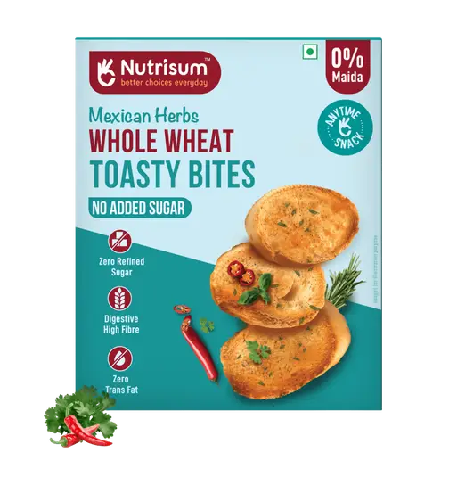 Nutrisum Whole Wheat Toasty Bites - Mexican Herbs 150 g