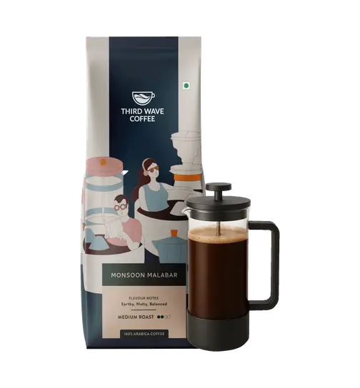 Third Wave Coffee Monsoon Malabar French Press Medium Roasted Ground Coffee(Coarse Grind) 250 g