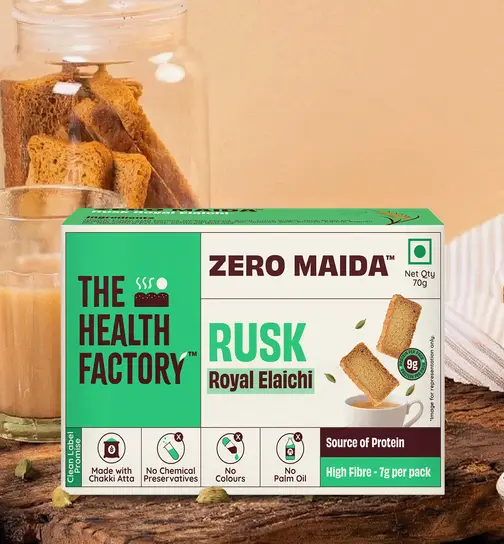 The Health Factory Zero Maida Rusk - Royal Elaichi 70 g x 2