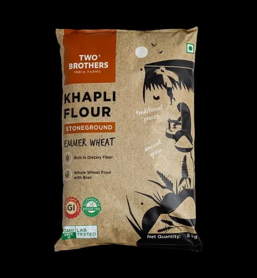 Two Brothers India Farms Khapli (Emmer Long Wheat) Atta, Stoneground 5 kg