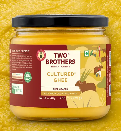 Two Brothers India Farms A2 Desi Gir Cow Cultured Ghee 250 ml
