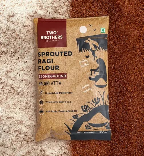 Two Brothers India Farms Ragi Atta (Sprouted Nachni Flour) 500 g