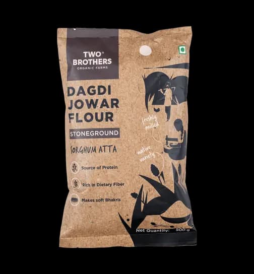 Two Brothers Organic Farms Jowar (Sorghum) Atta, Desi Dagdi Stoneground 500 g