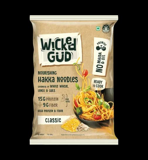 WickedGud Hakka Noodles|Healthy & Tasty Noodles | No Maida | No Oil | High Fibre |Cholesterol Free 200 g