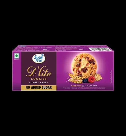 Sugar Free Dlite Yummy Berry Cookies |Zero Added Sugar |Made with Oats & Quinoa 75 g