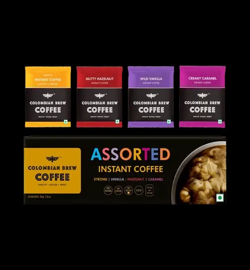 Colombian Brew Coffee Assorted Instant Coffee Box Strongvanillahazelnutcinnamon 80 g