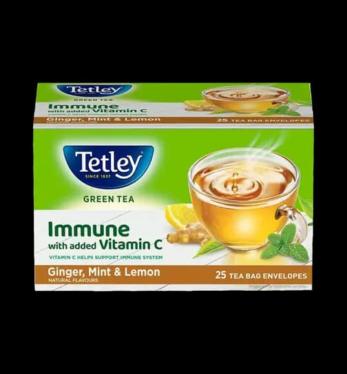 Tetley Ginger, Mint & Lemon Green Tea (Tea Bags) 25 Pieces x 2