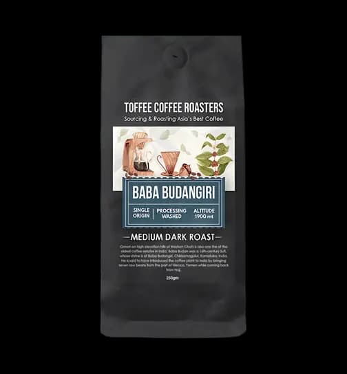 Toffee Coffee Roasters Baba Budangiri Coffee Medium Dark Roast Ground Coffee | Grind: French Press 250 g