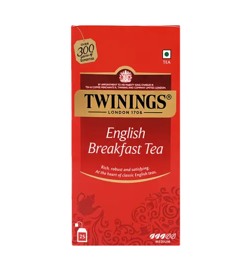 TWININGS Classics English Breakfast, Premium Black Tea Bags 25 Pieces