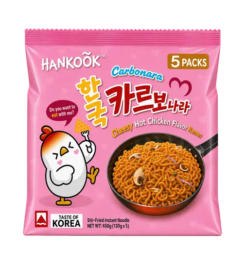 Hankook Cheesy Hot Chicken Flavour Ramen Carbonara (Multi Pack) 650 g