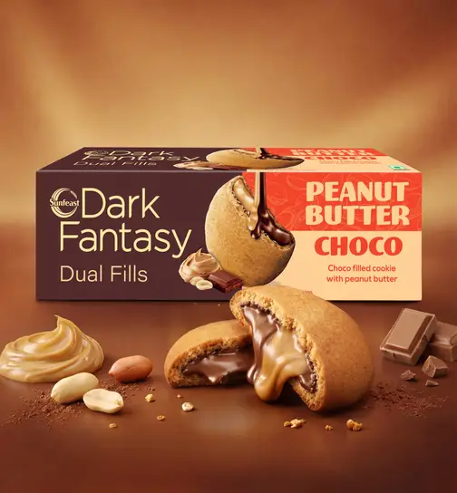 Peanut Butter Choco Dual Fills Biscuit by Sunfeast Dark Fantasy 69 g