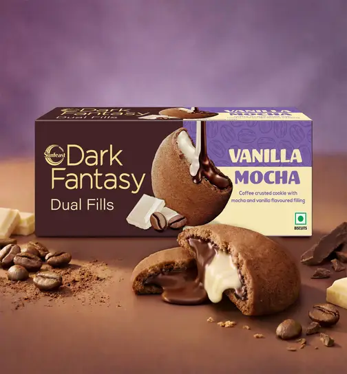 Mocha Vanilla Dual Fills Biscuit by Sunfeast Dark Fantasy 69 g x 3
