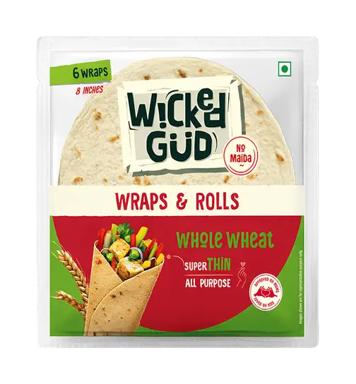 WickedGud Whole Wheat Wraps & Rolls | Super Thin | No Maida | 245 g