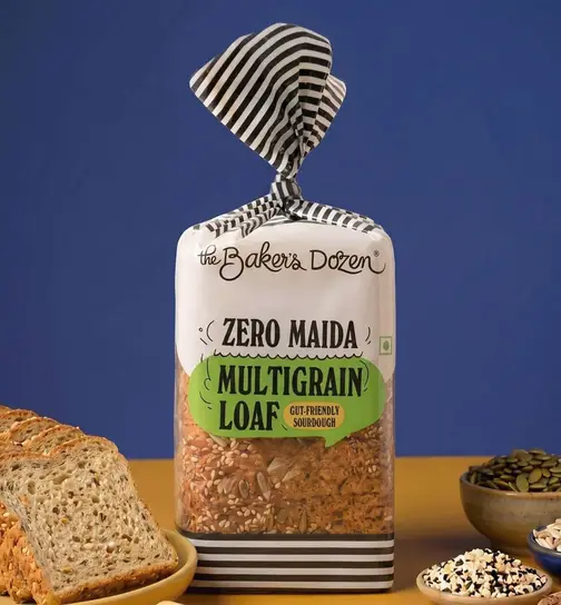The Baker's Dozen Zero Maida Multigrain Bread, Zero Preservative 375 g