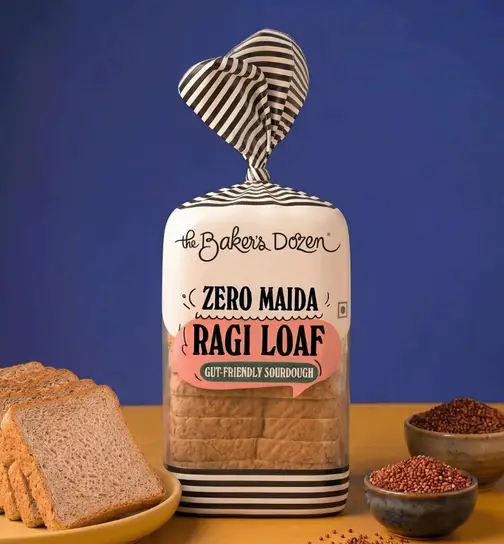 The Baker's Dozen Zero Maida Ragi Bread, Zero Preservative 240 g